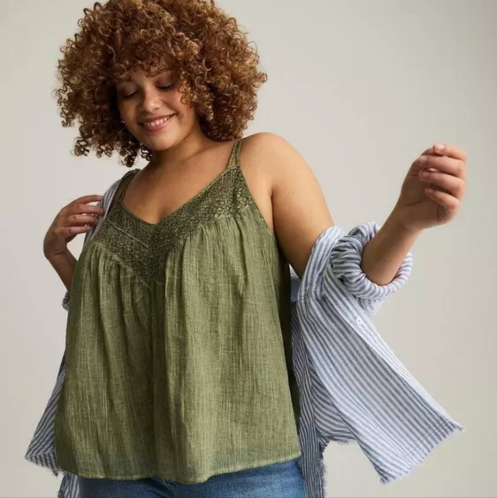 Torrid Festi Crochet Cami‐ Olive Green - Picture 8 of 8